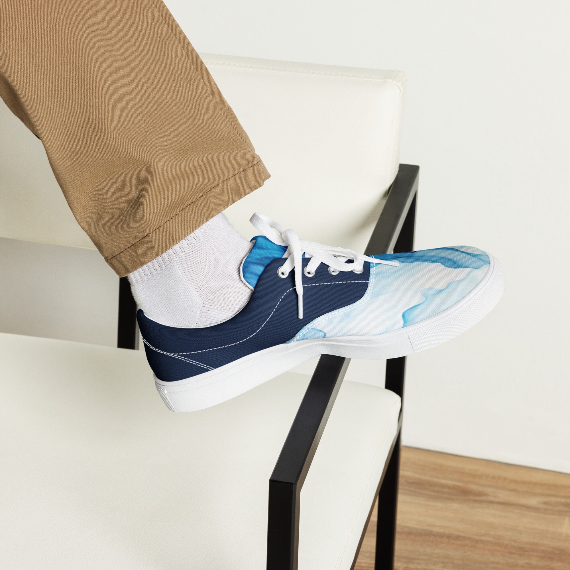 Men S Dark Blue Watercolor Sneakers Men S Dark Blue Watercolor Sneakers